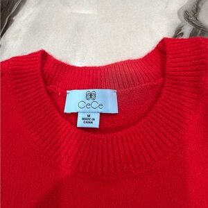 CeCe Women's Bold Red Crew Neck Sweater